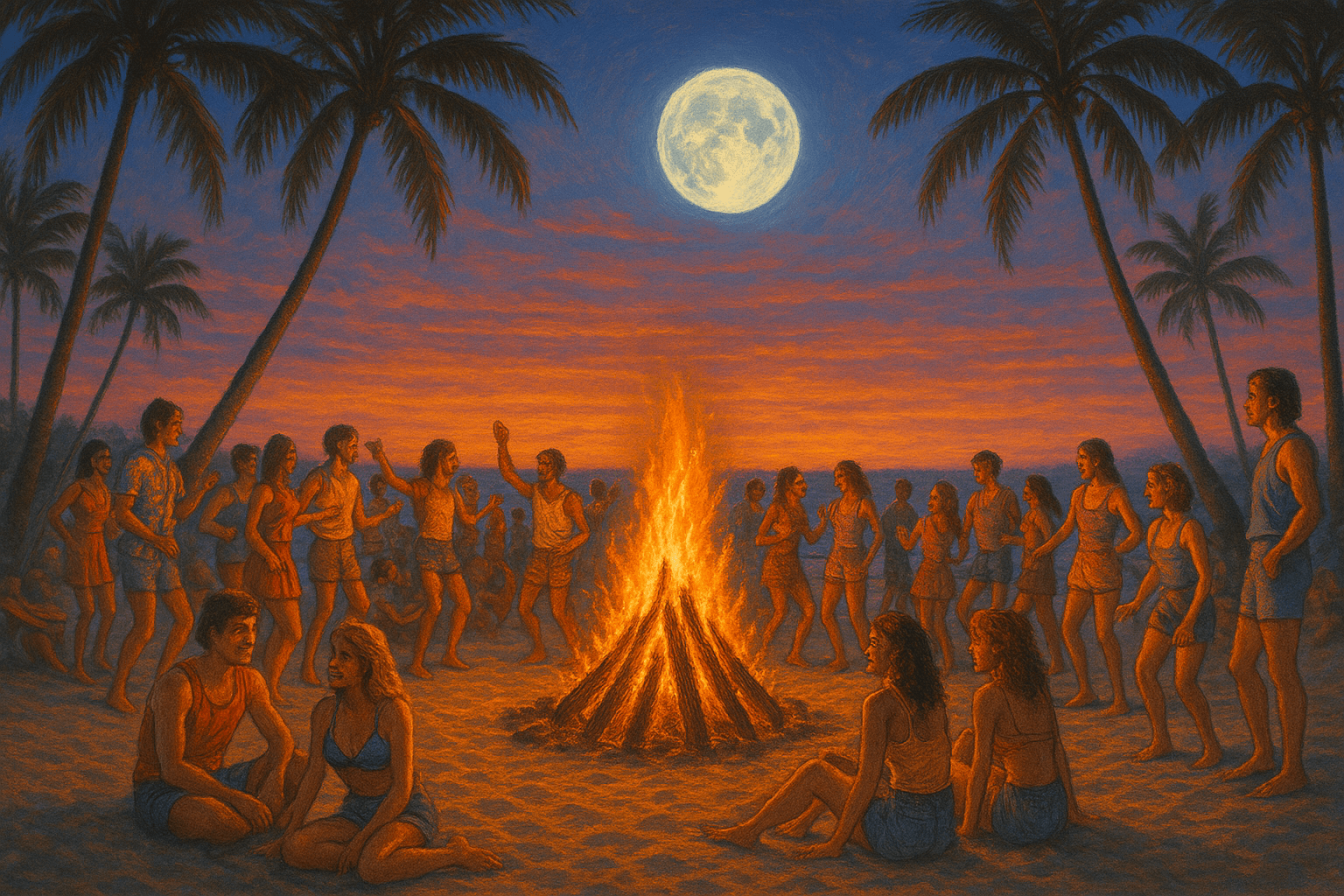 Anfänge der Fullmoon Party Koh Phangan - Illustration